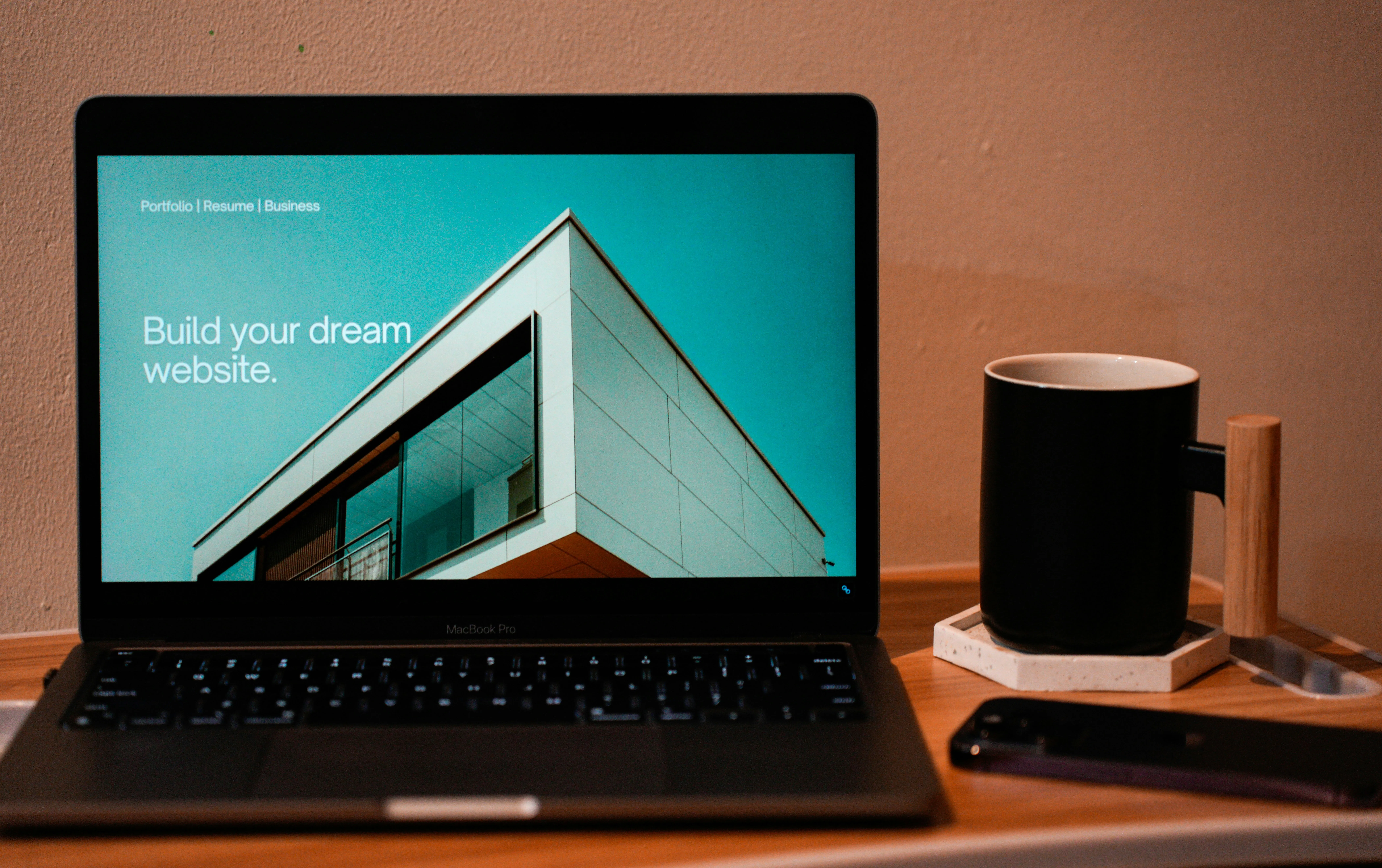 Mobile app development illustration with floating UI elements